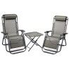 Lot de 2 chaises longues + table pliable