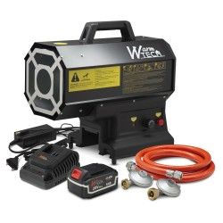 Canon e  chaleur au gaz reglable de 9 e  20KW et fonctionnant sur batterie ou sur secteur - Warm Tech