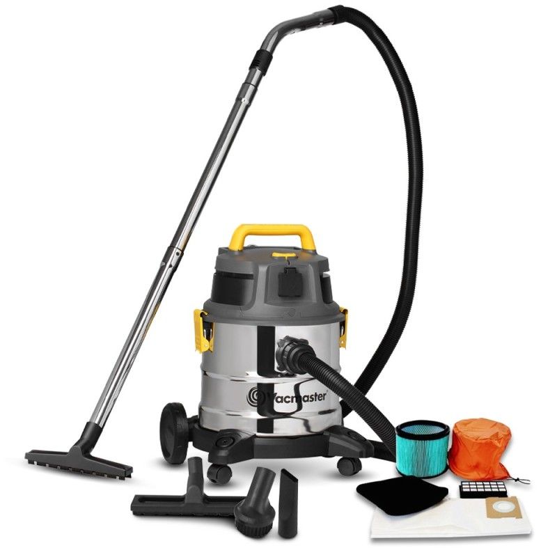 Aspirateur eau et poussieres 1600W - 20L inox - 27 Kpa avec prise integree
