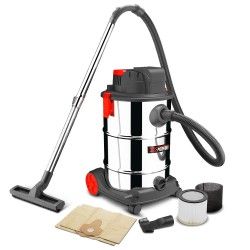Aspirateur eau et poussieres rechargeable 20V avec moteur e  induction - 30L inox livre sans batterie - X Performer