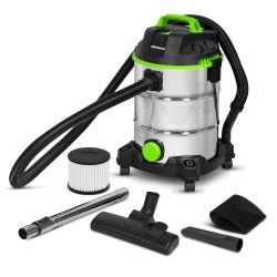 Aspirateur eau et poussieres 1400W - 30L inox - 18 Kpa avec soufflerie et bouchon de vidange  - Constructor