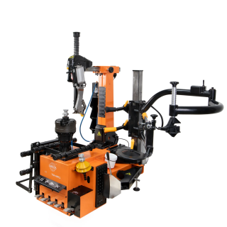 Machine de montage de pneus, jusqu'à 26 pouces, avec colonne de montage inclinable, bras auxiliaire, élévateur de roue, 230 V