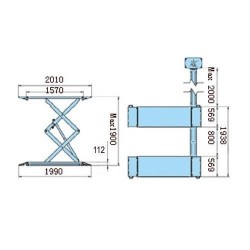 Pont élévateur a ciseaux hauteur de levage 1m90 - 220V