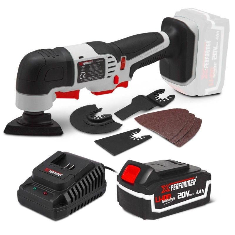 Outil multifonctions sans fil 20V + accessoires - avec batterie 4Ah - X-Performer Outil multifonctions sans fil 20V + accessoires - avec batterie 4Ah - X-Performer