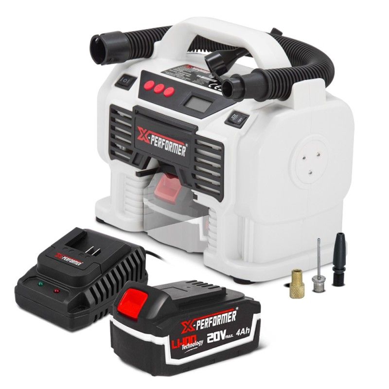 Gonfleur - degonfleur sans fil 20V avec batterie 4Ah - X-Performer Gonfleur - degonfleur sans fil 20V avec batterie 4Ah - X-Performer