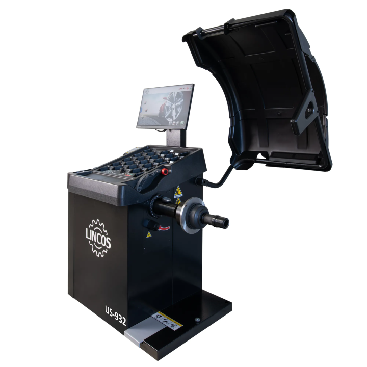 Équilibreuse de roues automatique, mesure ultrasonique, multilingue, serrage pneumatique des roues