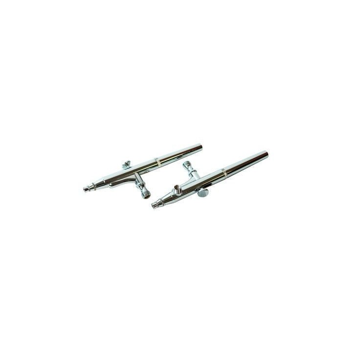 Ensemble 6 pistolets AIRBRUSH + accessoires métal chromé aiguille inox