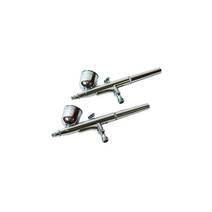 Ensemble 6 pistolets AIRBRUSH + accessoires métal chromé aiguille inox