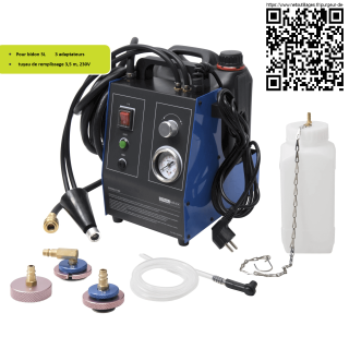 Purgeur de frein électrique 5L, avec 3 adaptateurs et tuyau 3,5 ml, 230V