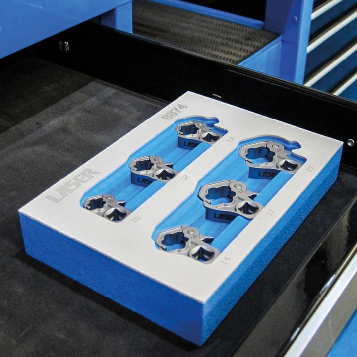 Jeu de douilles à cliquet ouvertes 3/8″ 6 pièces, 10–19 mm, pour conduites de pression et capteurs