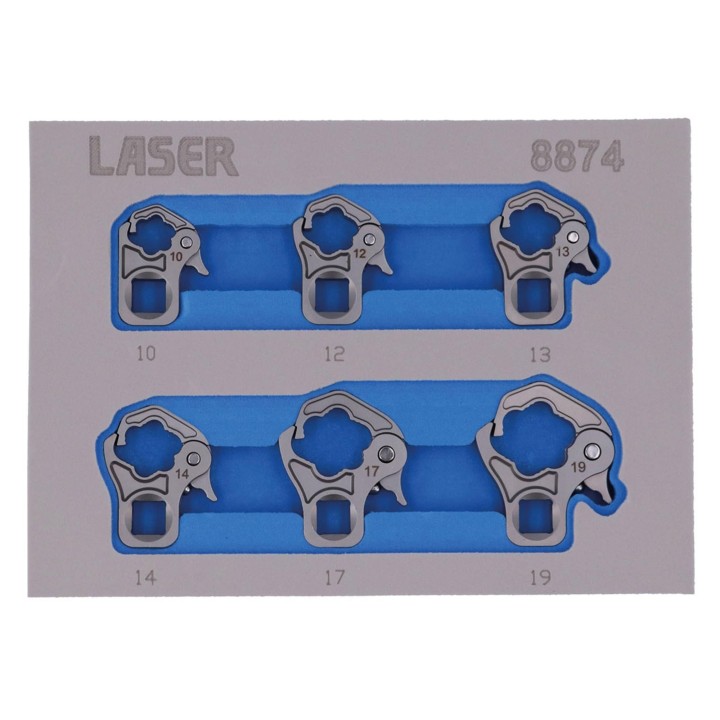 Jeu de douilles à cliquet ouvertes 3/8″ 6 pièces, 10–19 mm, pour conduites de pression et capteurs