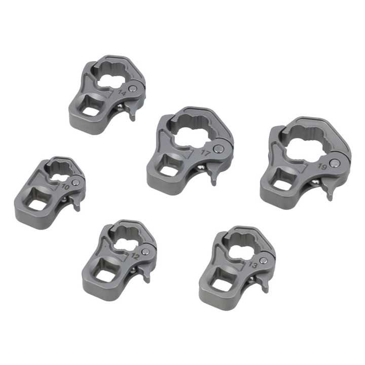 Jeu de douilles à cliquet ouvertes 3/8″ 6 pièces, 10–19 mm, pour conduites de pression et capteurs