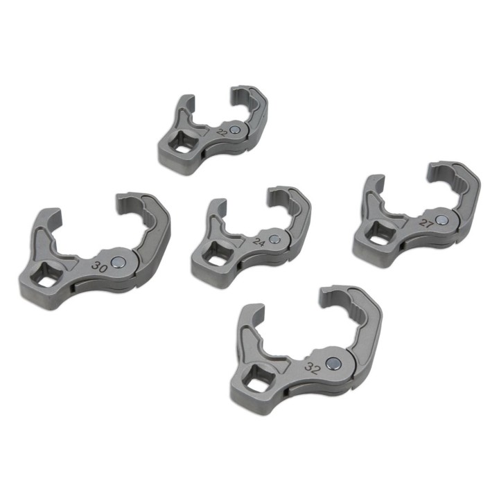 Jeu de douilles à cliquet ouvertes 1/2″ 5 pièces, 22–32 mm, pour conduites de pression et capteurs