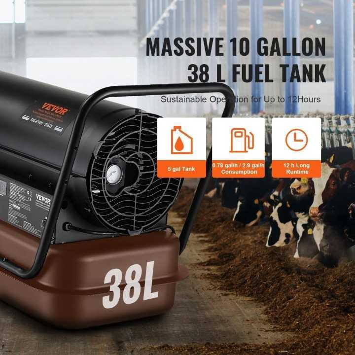 Chauffage mobile au fioul à air pulsé , 100000 BTU Réservoir 38 L