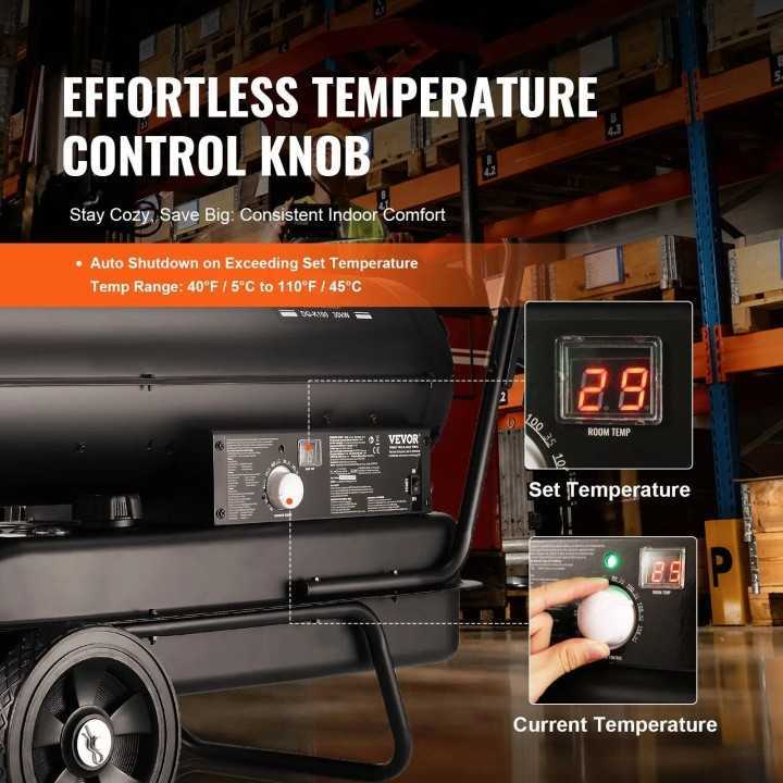 Chauffage mobile au fioul à air pulsé , 100000 BTU Réservoir 38 L