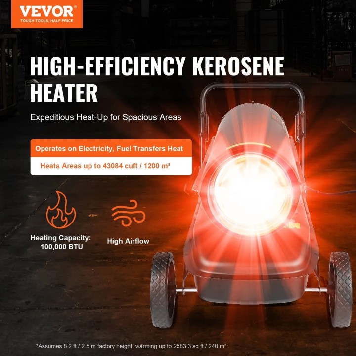 Chauffage mobile au fioul à air pulsé ,  100000 BTU  Réservoir 38 L