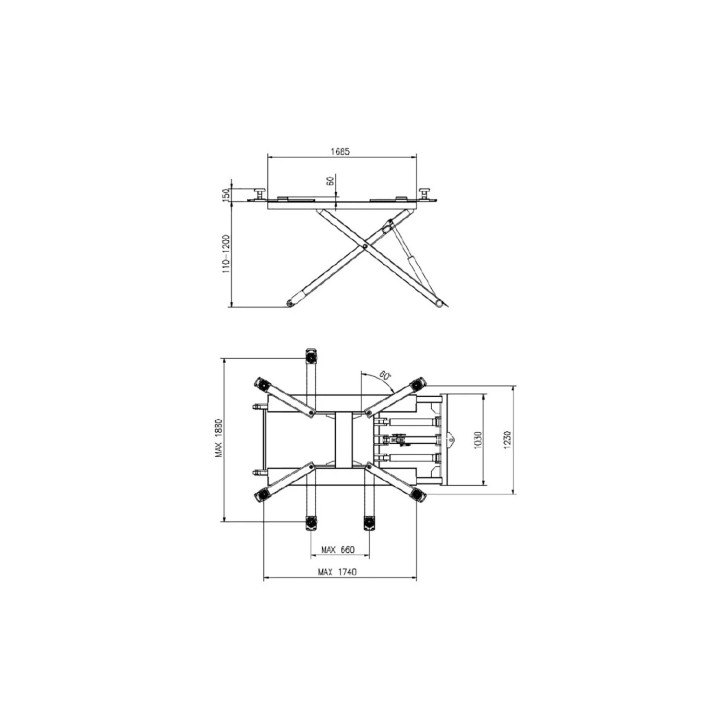 Pont élévatrice à ciseaux portable, 2,7 t, 230 V
