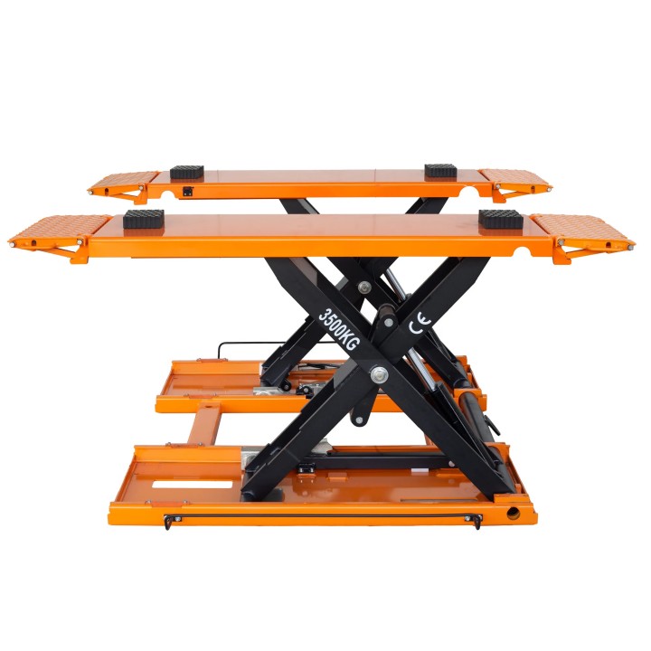 Pont élévateur à ciseaux portable, 3,5 t, 230 V avec déverrouillage électrique et kit de mobilité