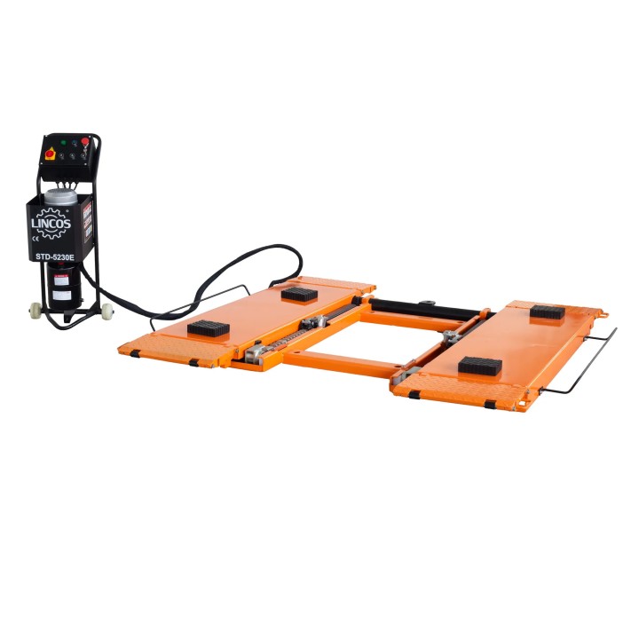 Pont élévateur à ciseaux portable, 3,5 t, 230 V avec déverrouillage électrique et kit de mobilité