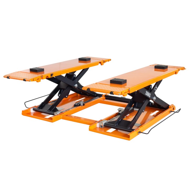 Pont élévateur à ciseaux portable, 3,5 t, 230 V avec déverrouillage électrique et kit de mobilité