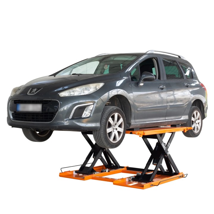 Pont élévateur à ciseaux portable, 3,5 t, 230 V avec déverrouillage électrique et kit de mobilité