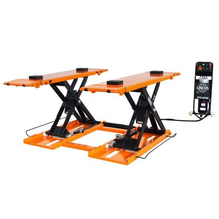 Pont élévateur à ciseaux portable, 3,5 t, 230 V avec déverrouillage électrique et kit de mobilité