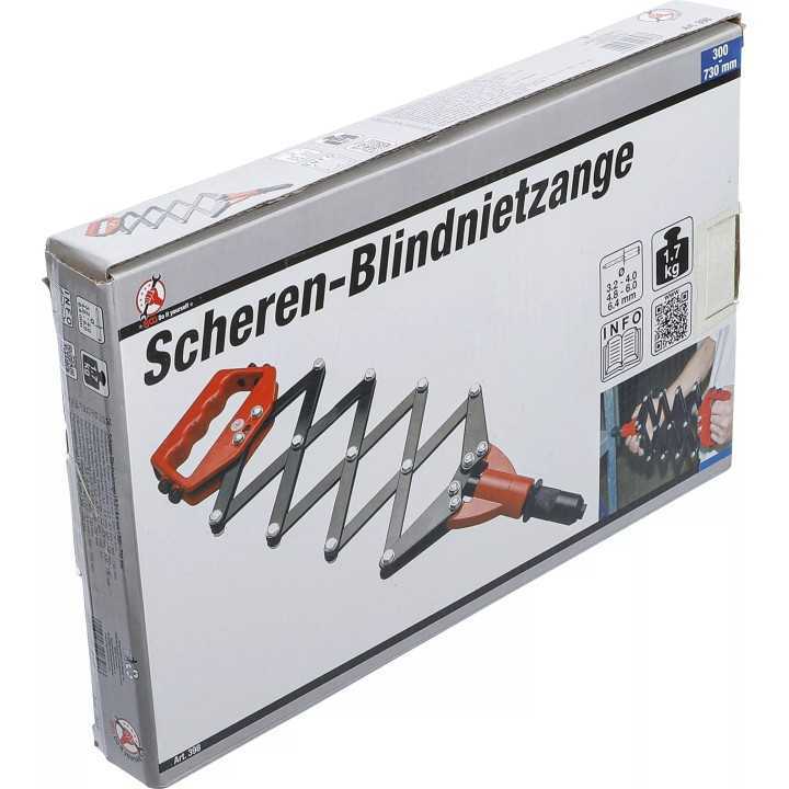 Pince à riveter, sertir type accordéon, 3,2 - 6,4 mm, 300 - 730 mm