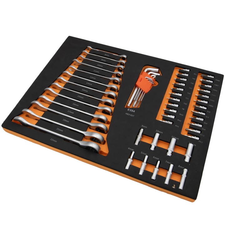 Servante d ateliers mobiles, avec 245 pièces avec outils